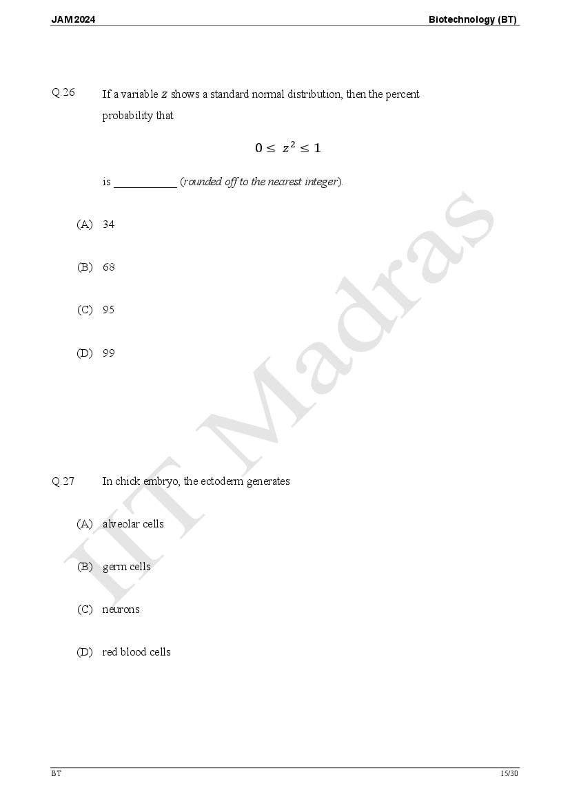 IIT JAM 2024 Question Papers PDF with Answer Keys (7 Papers)