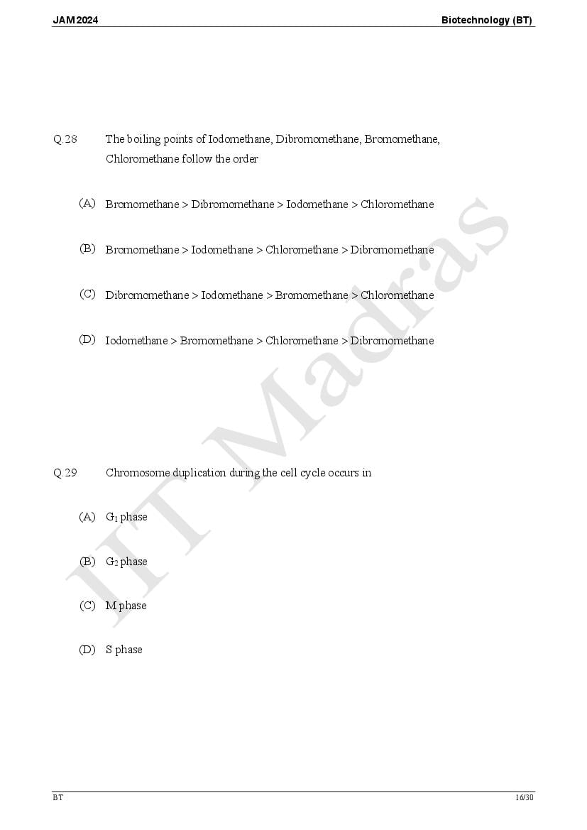 IIT JAM 2024 Question Papers PDF with Answer Keys (7 Papers)