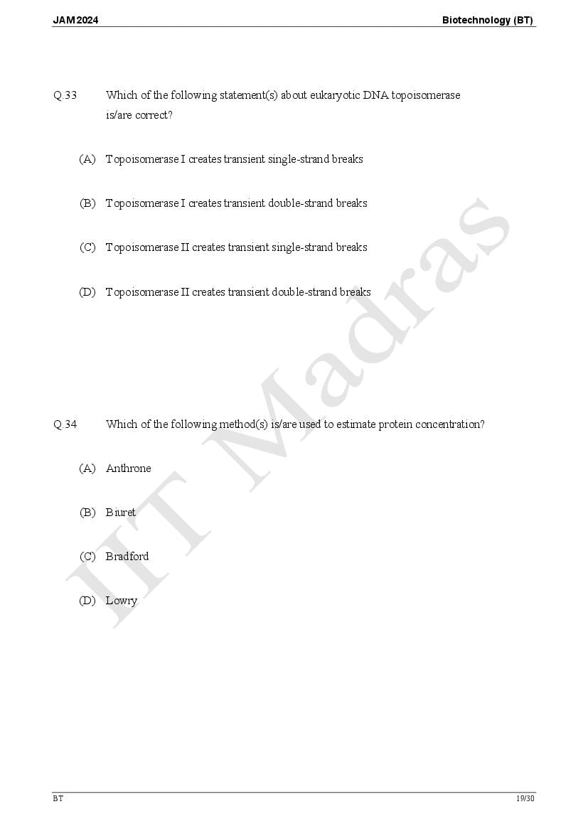 IIT JAM 2024 Question Papers PDF with Answer Keys (7 Papers)