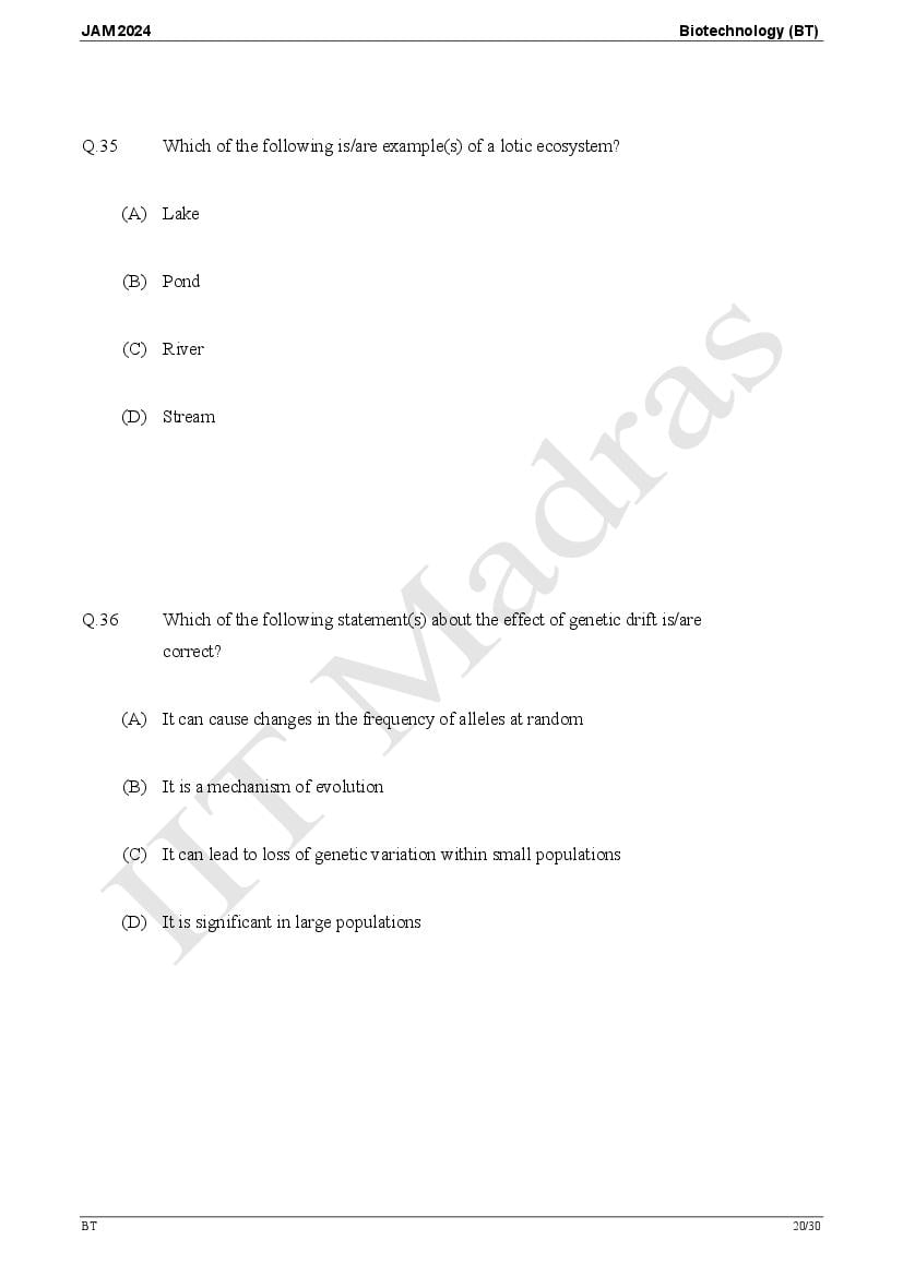 IIT JAM 2024 Question Papers PDF with Answer Keys (7 Papers)