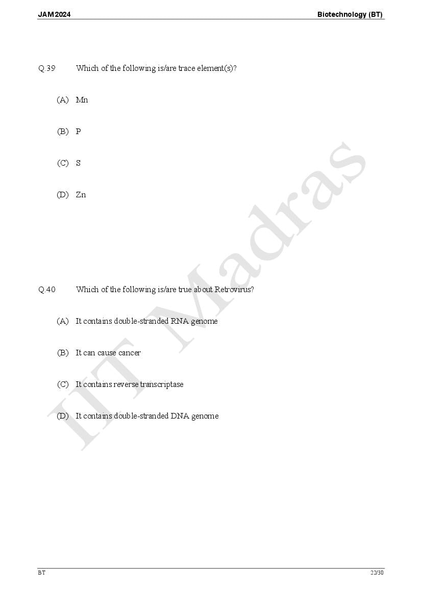 IIT JAM 2024 Question Papers PDF with Answer Keys (7 Papers)