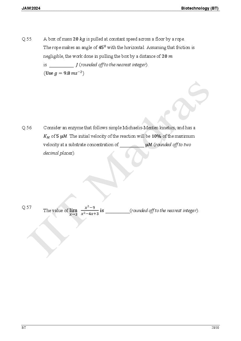 IIT JAM 2024 Question Papers PDF with Answer Keys (7 Papers)