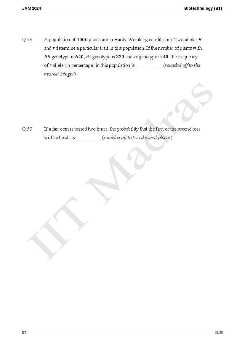IIT JAM 2024 Question Papers PDF with Answer Keys (7 Papers)