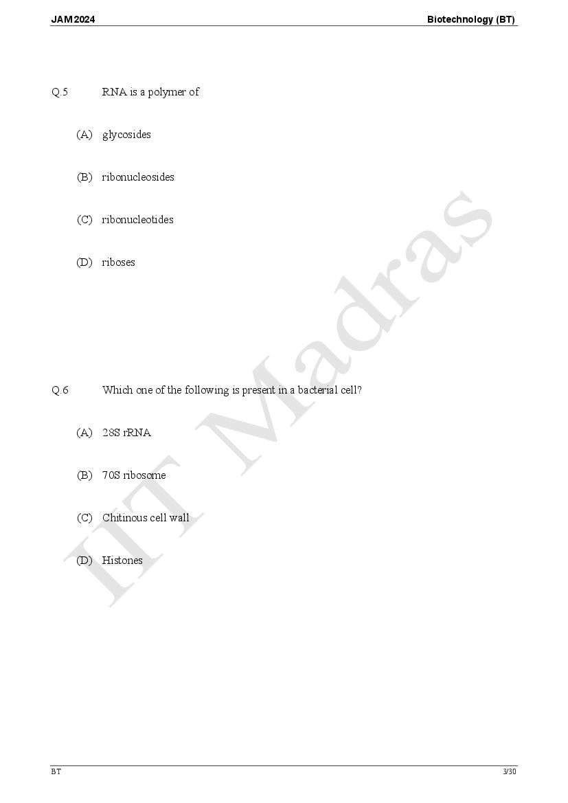 IIT JAM 2024 Question Papers PDF with Answer Keys (7 Papers)