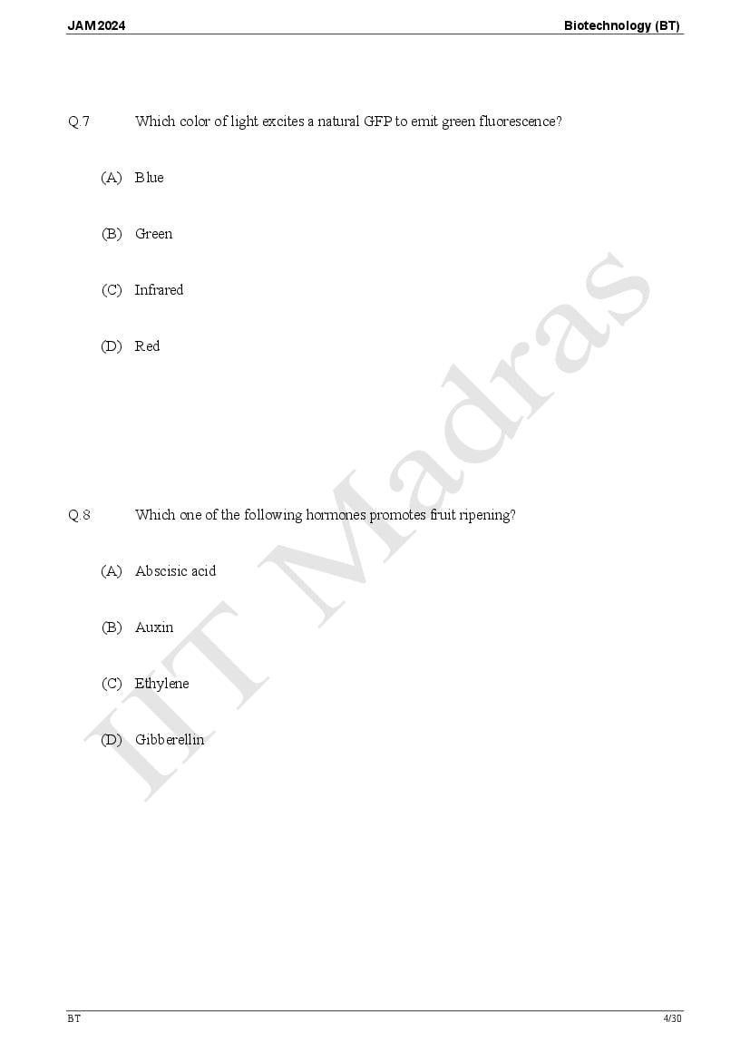 IIT JAM 2024 Question Papers PDF with Answer Keys (7 Papers)