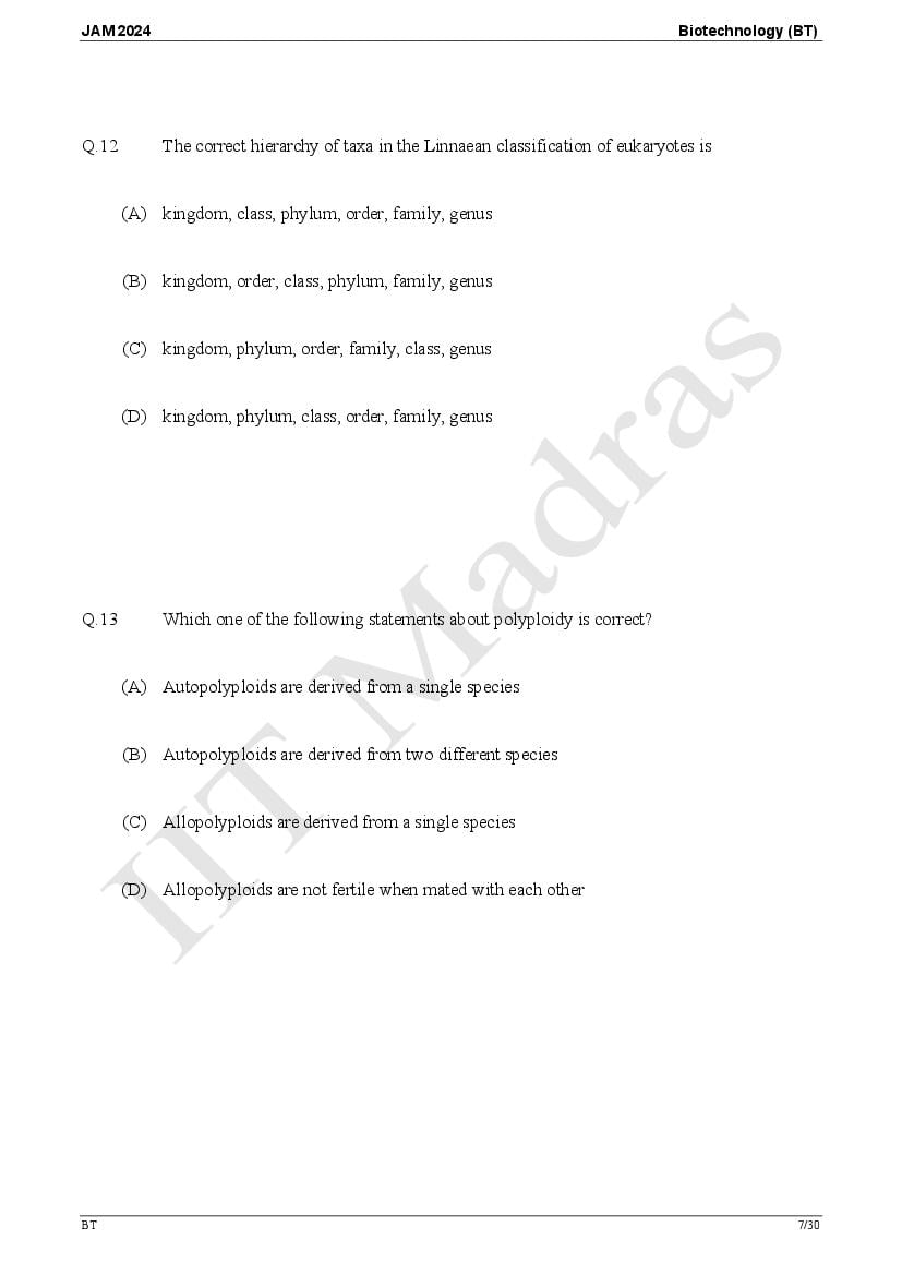 IIT JAM 2024 Question Papers PDF with Answer Keys (7 Papers)