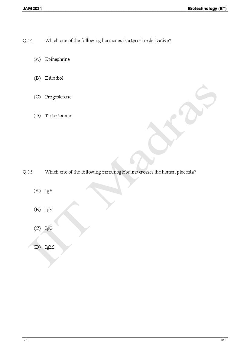 IIT JAM 2024 Question Papers PDF with Answer Keys (7 Papers)