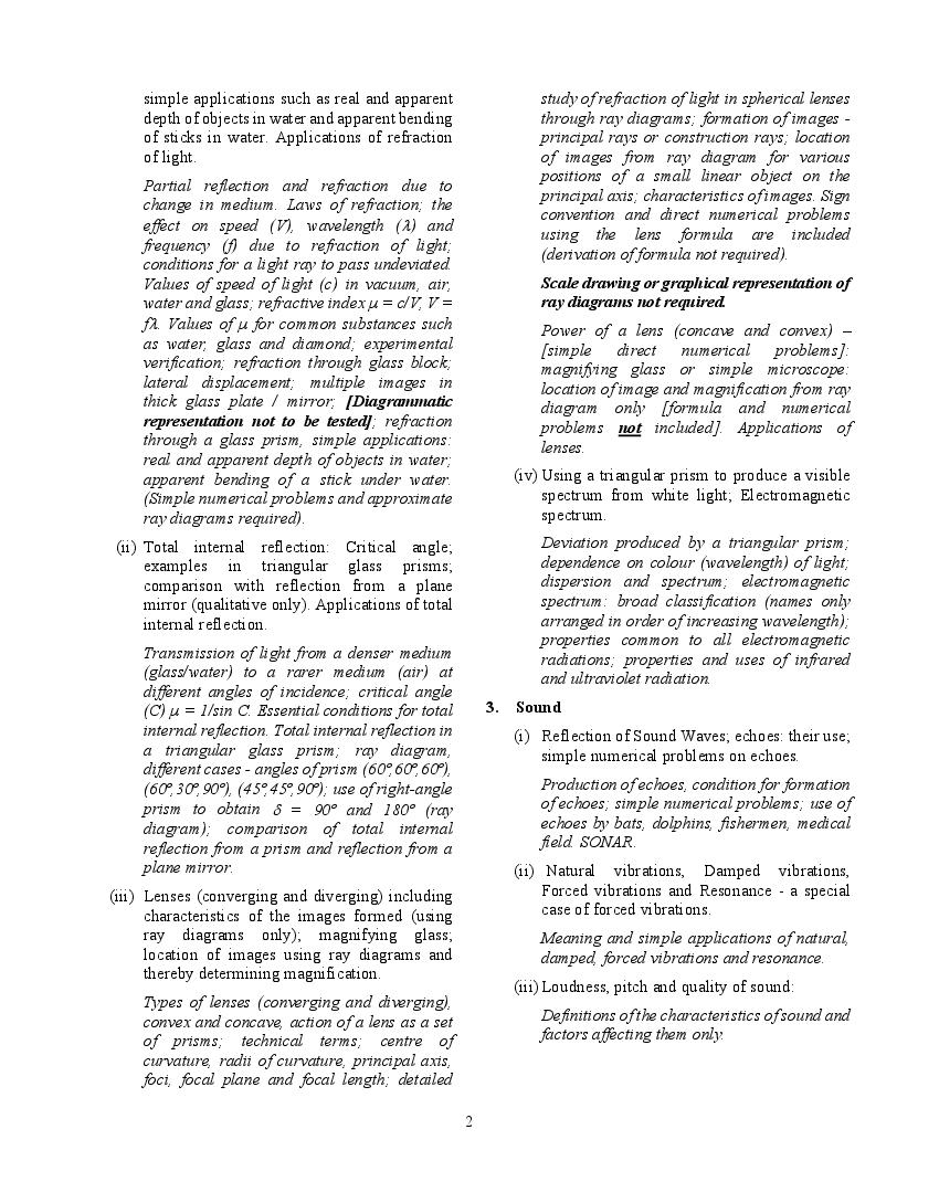 Icse Physics Syllabus 2023 For Class 9 Class 10