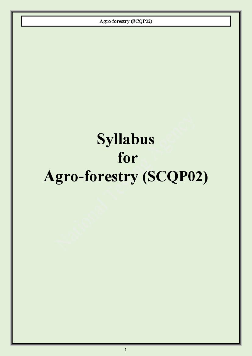 CUET PG 2024 Syllabus Agro Forestry - Page 1