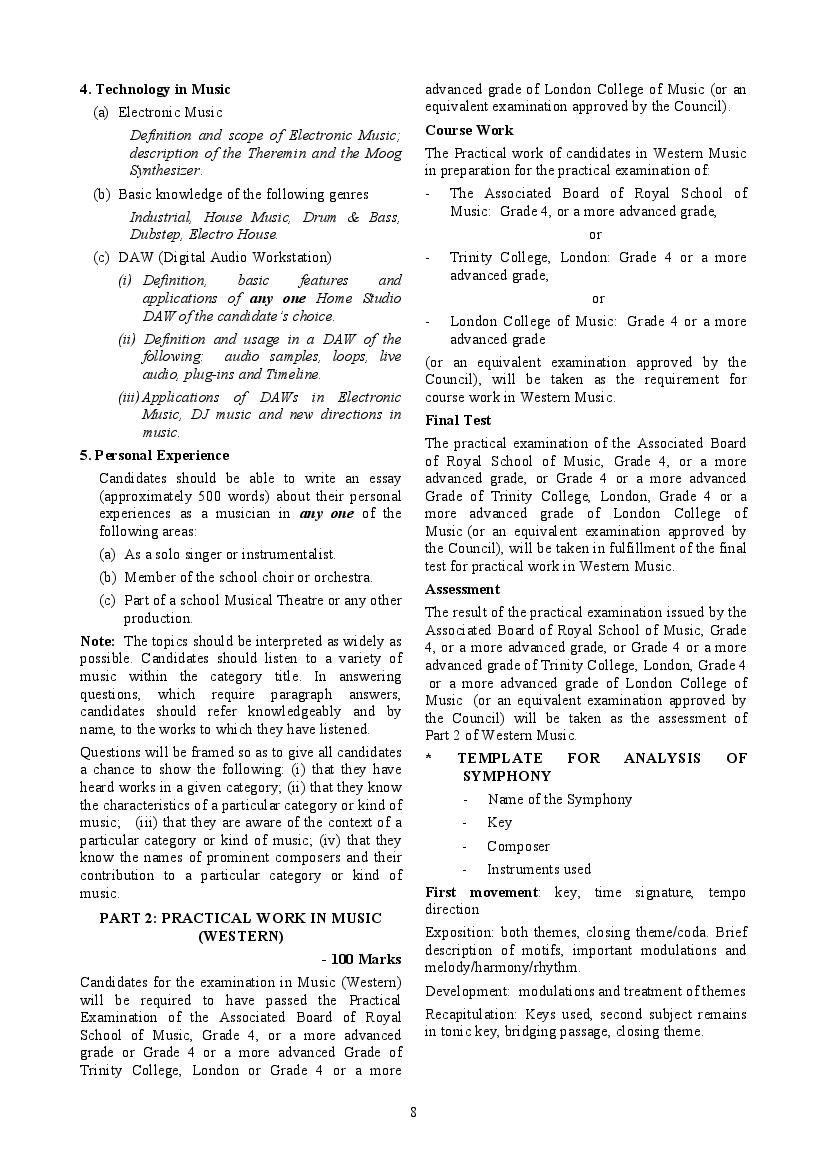 ICSE Performing Arts Syllabus 2023 for Class 9, Class 10