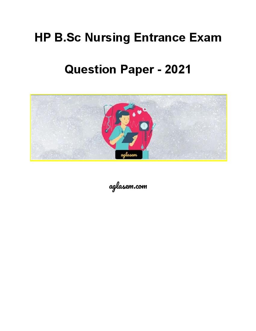 HP B.Sc Nursing Entrance Exam 2021 Question Paper - Page 1