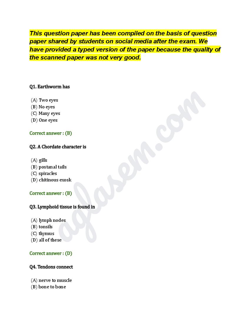 HP B.Sc Nursing 2021 Question Paper PDF with Answers (Memory-Based)