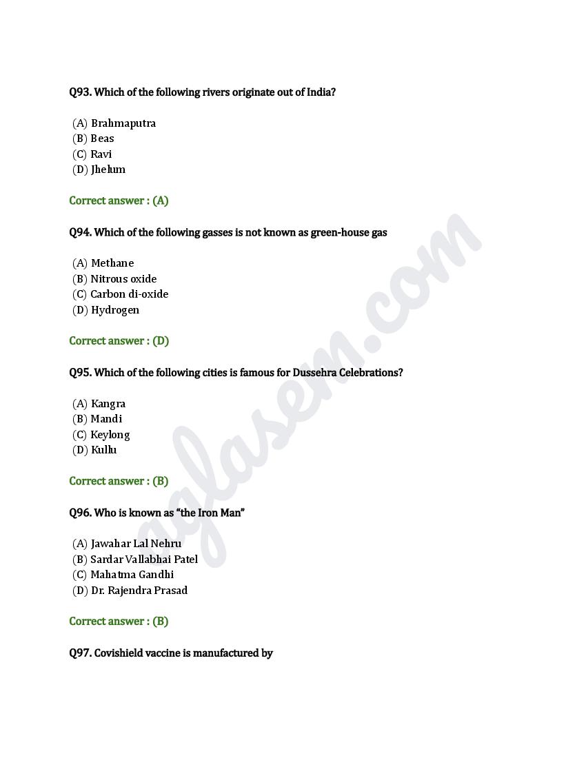 HP B.Sc Nursing 2021 Question Paper PDF with Answers (Memory-Based)
