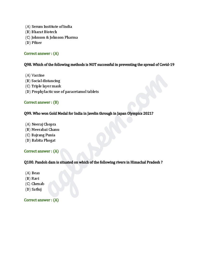 HP B.Sc Nursing 2021 Question Paper PDF with Answers (Memory-Based)