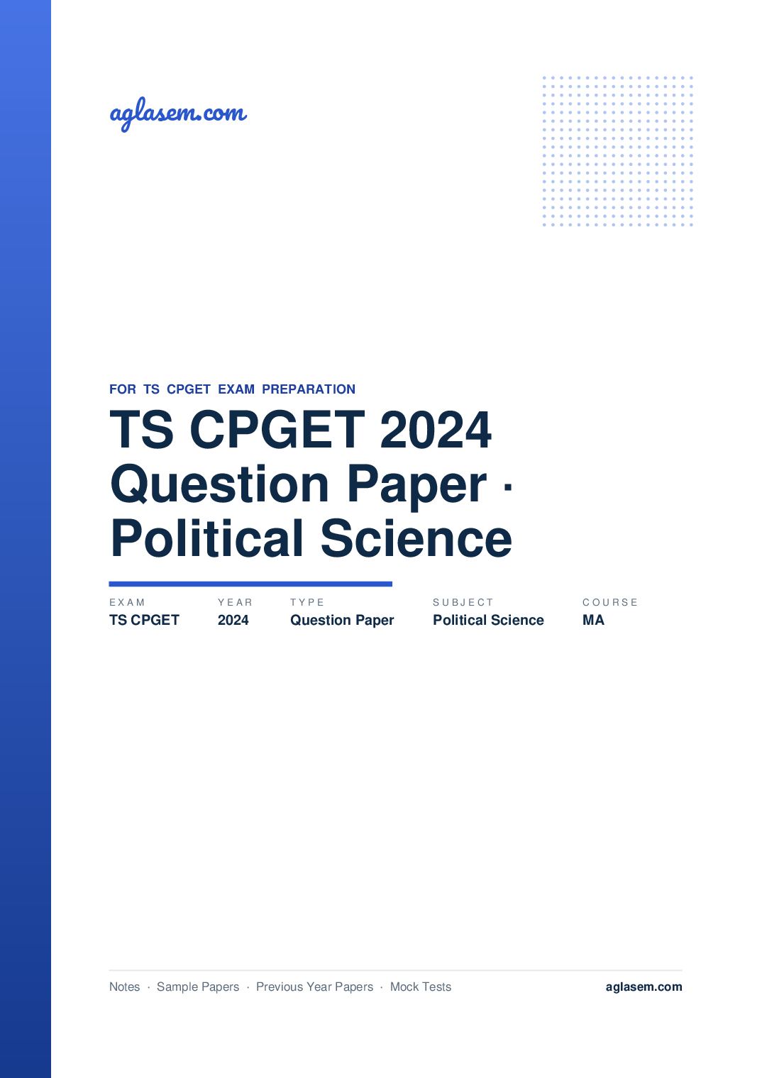 TS CPGET 2024 Question Paper MA Political Science - Page 1 of 53