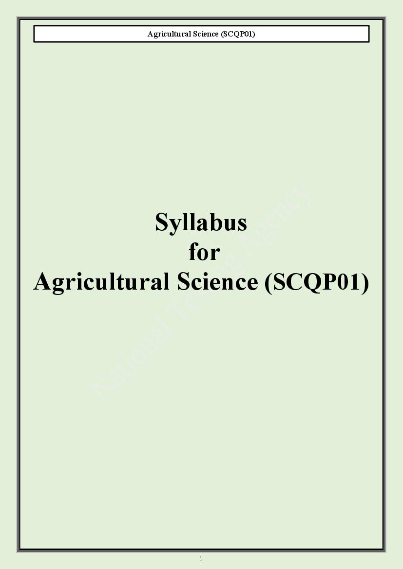 CUET PG 2024 Syllabus Agricultural Science - Page 1