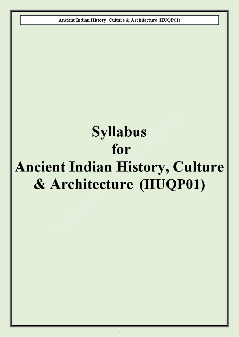 CUET PG 2024 Syllabus Ancient Indian History Culture Architecture - Page 1