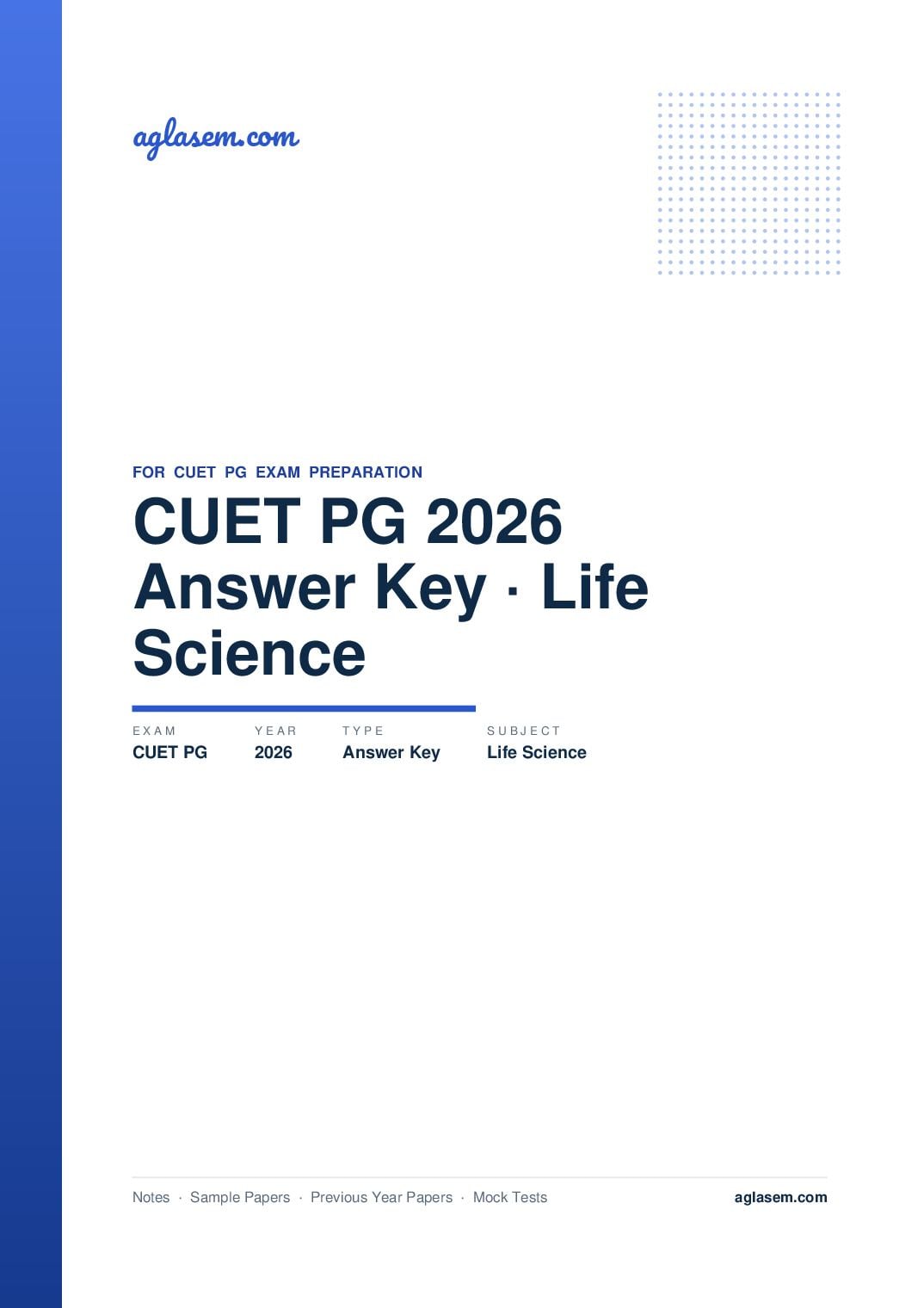 CUET PG 2026 Answer Key Life Science - Page 1 of 4