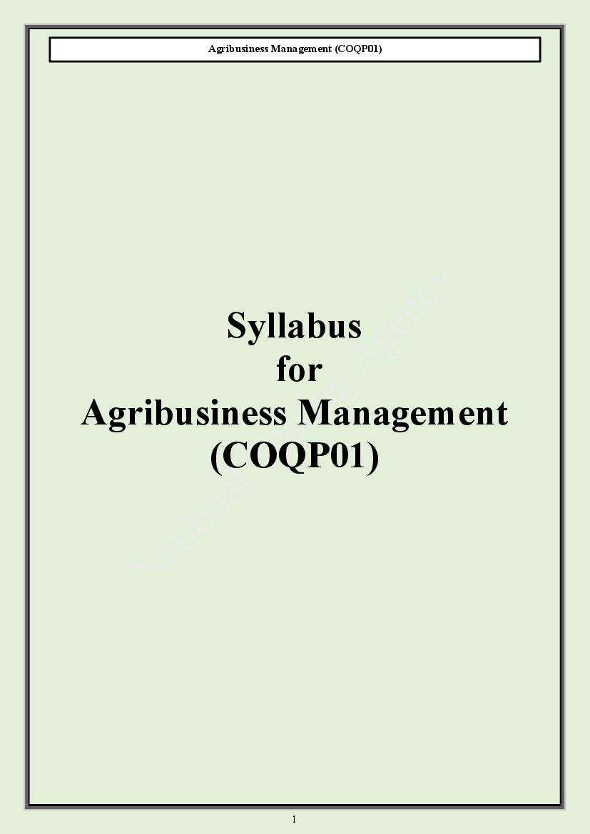 CUET PG 2024 Syllabus Agribusiness Management - Page 1