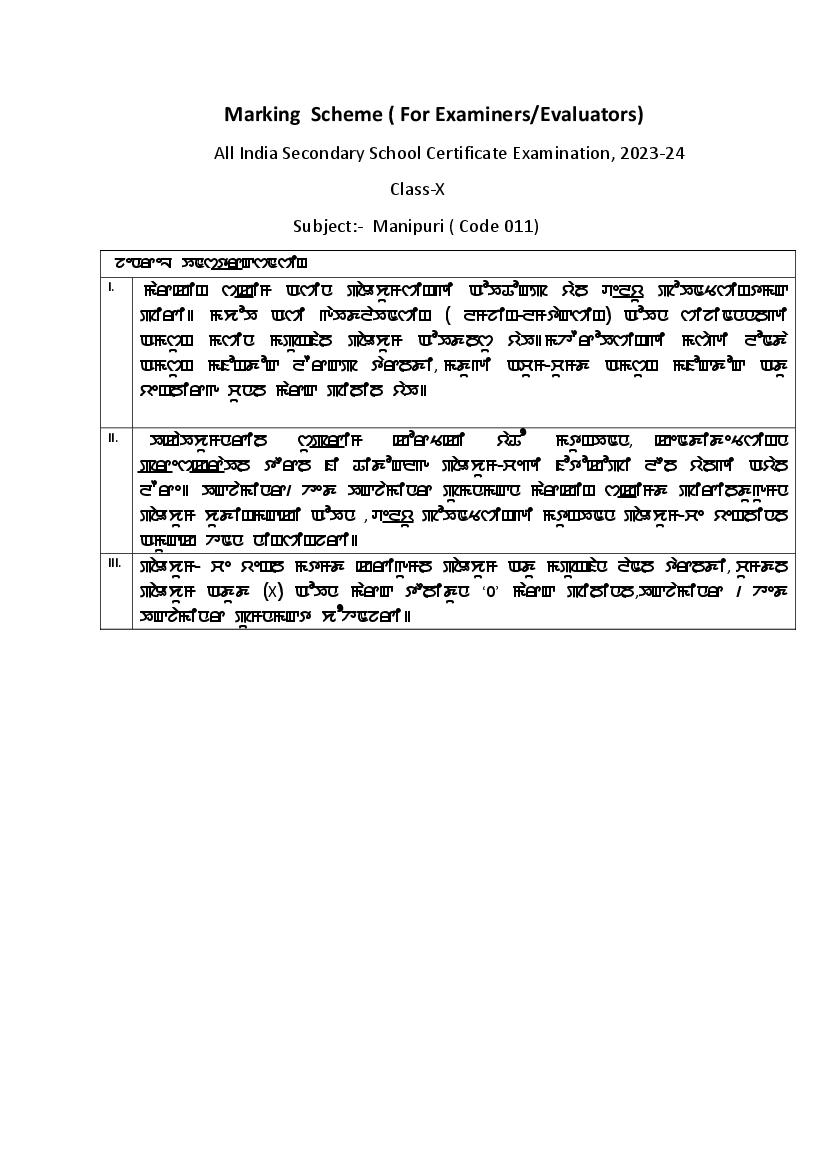 CBSE Class 10 Question Paper 2024 Solution Manipuri - Page 1