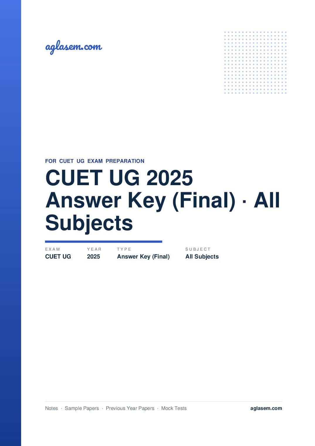 CUET UG 2025 Answer Key (Final) All Subjects - Page 1 of 325