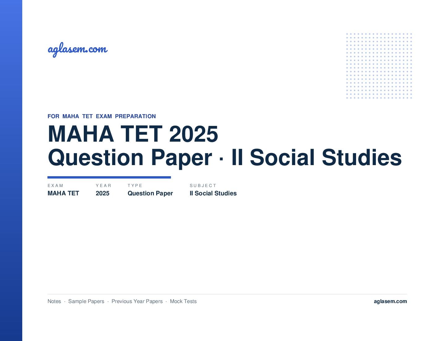 MAHA TET 2025 Question Paper II Social Studies - Page 1 of 17