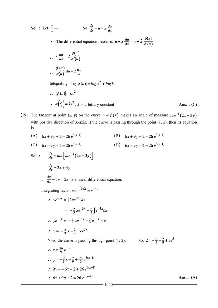 JEE Maths Question Bank for Differential Equation - AglaSem