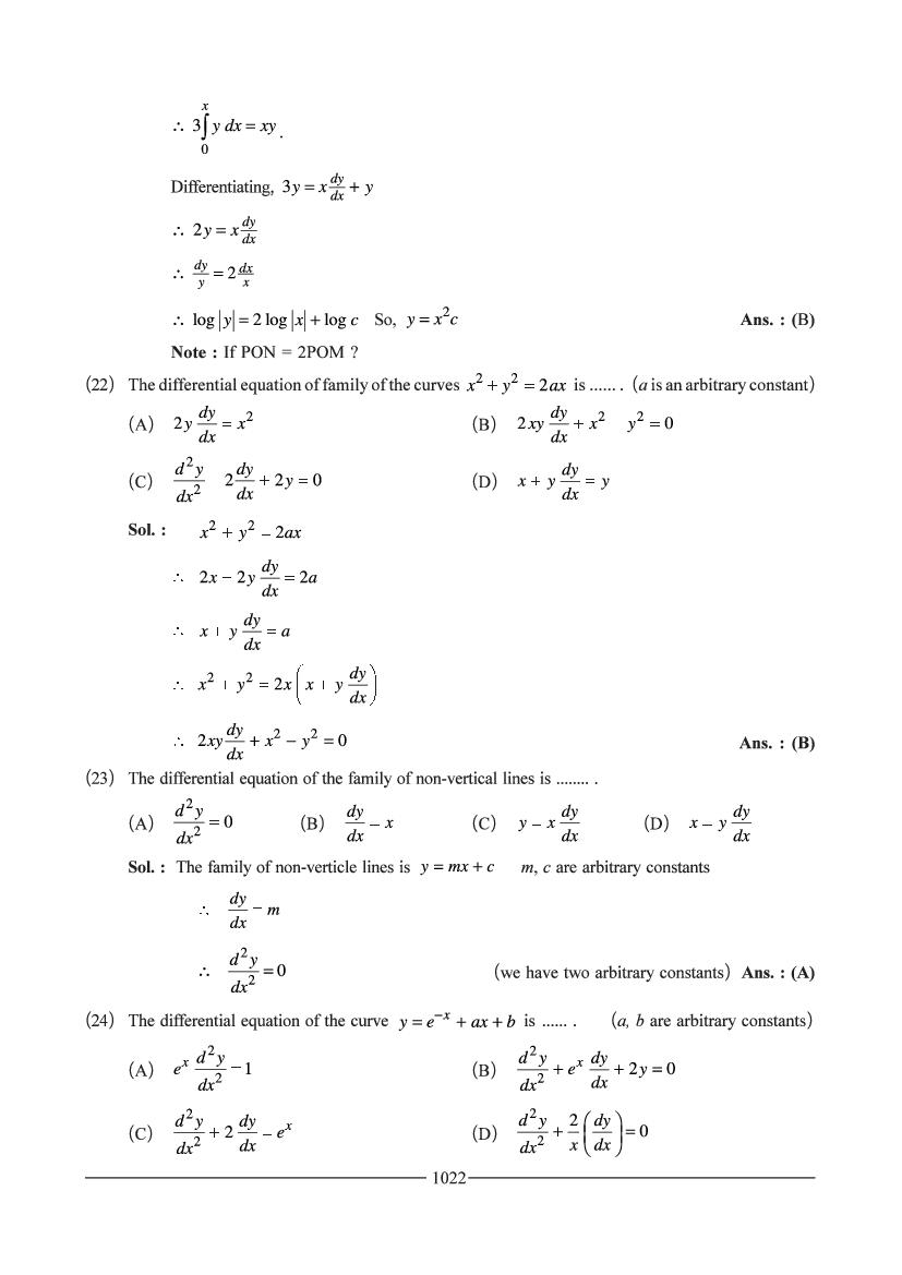 JEE Maths Question Bank for Differential Equation - AglaSem