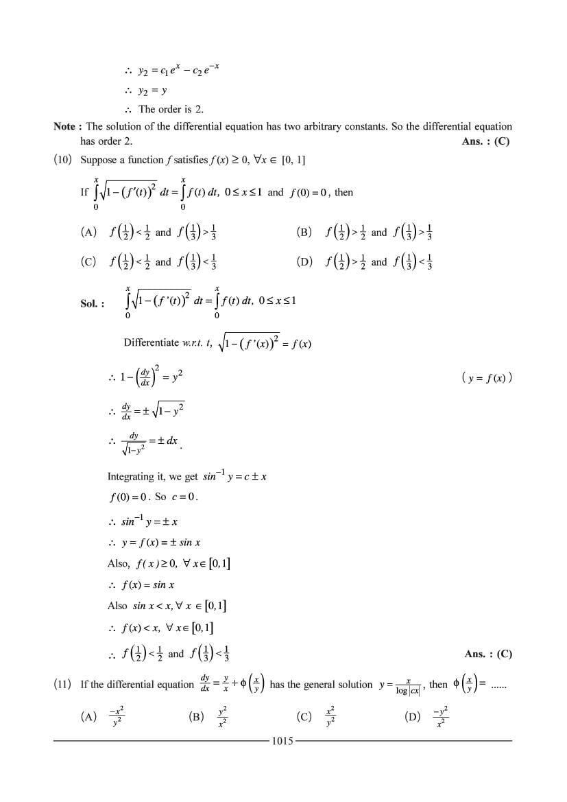 JEE Maths Question Bank for Differential Equation - AglaSem