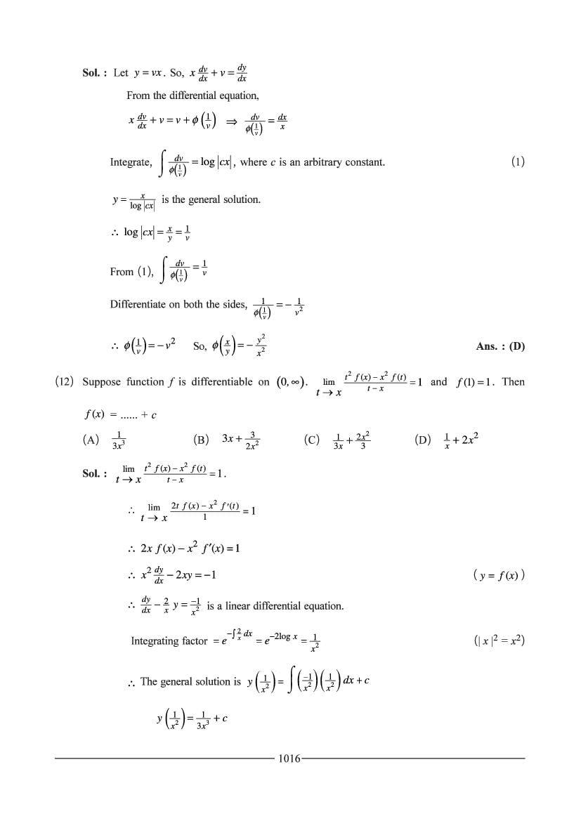 JEE Maths Question Bank for Differential Equation - AglaSem