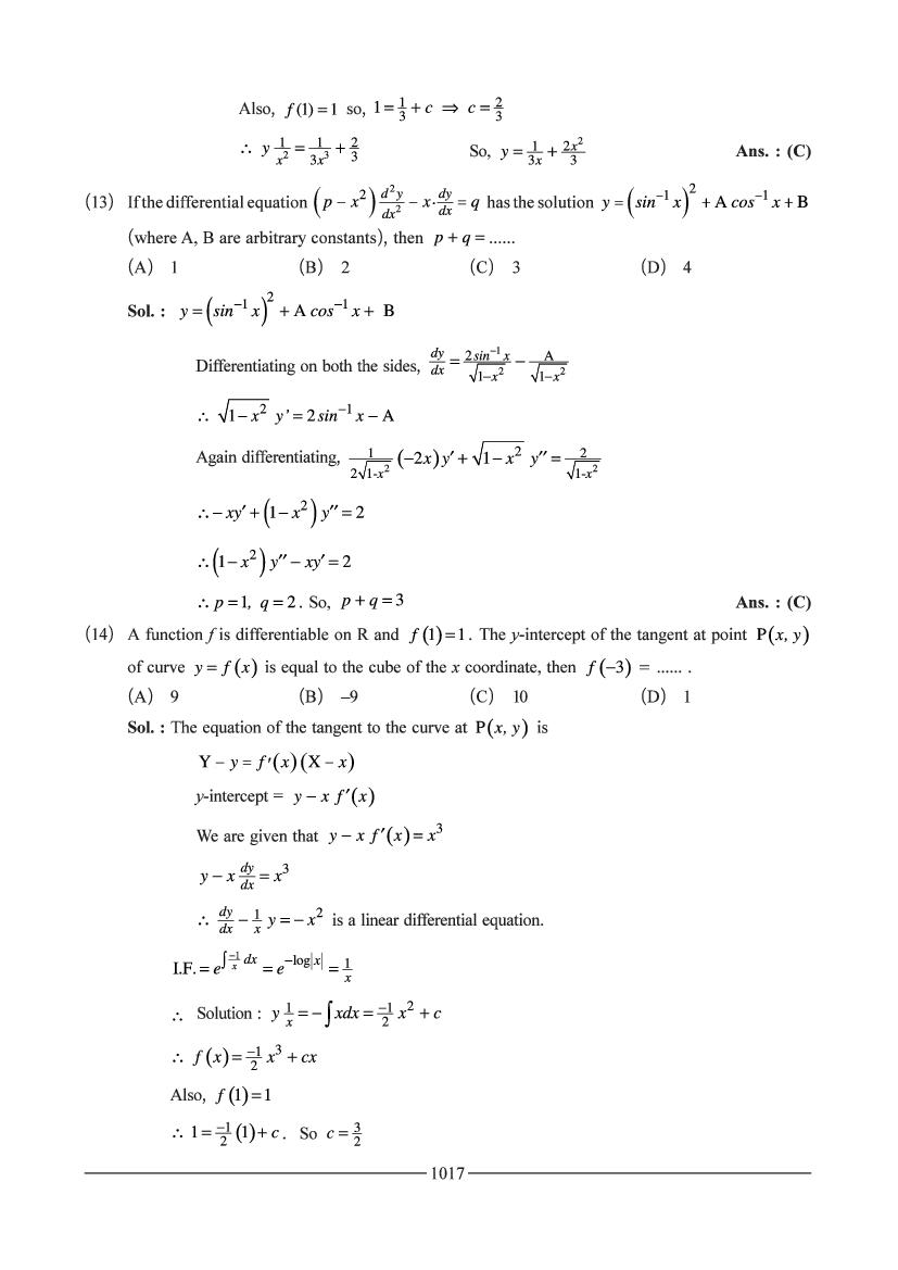 Jee Maths Question Bank For Differential Equation - Aglasem