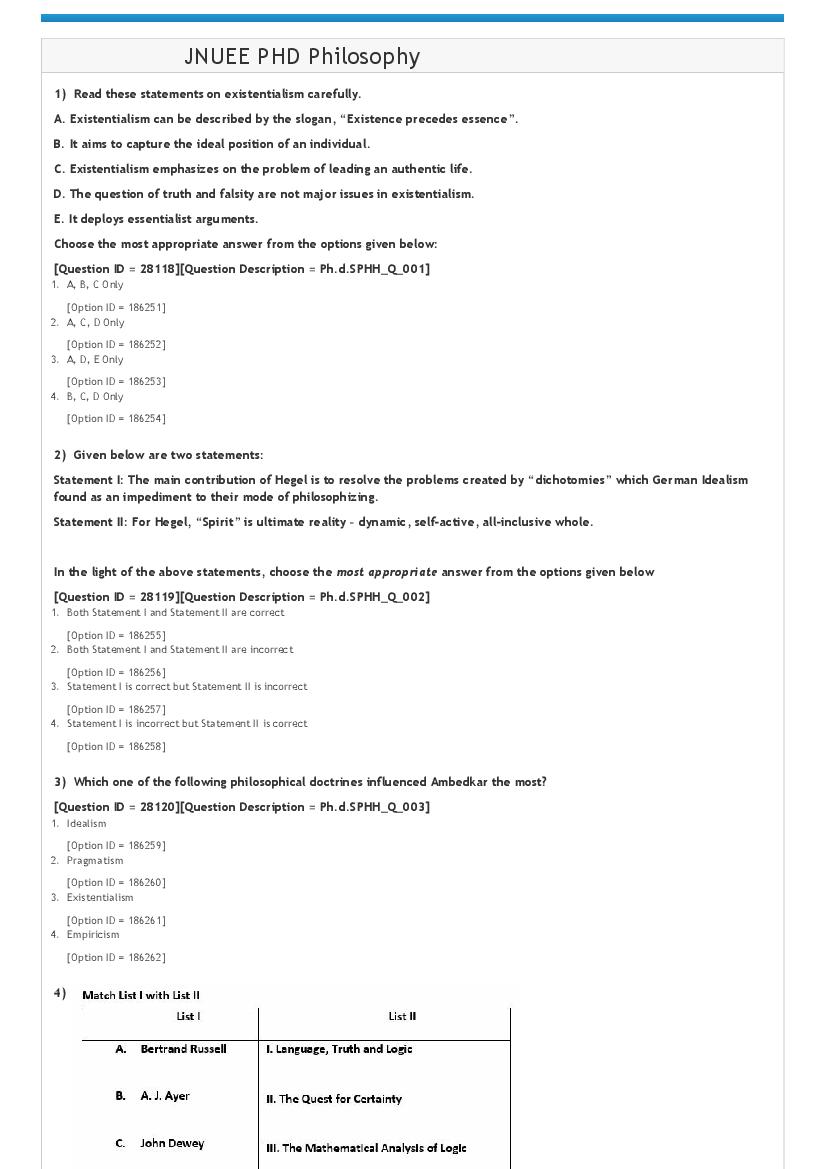 JNUEE 2021 Question Paper Ph.D Philosophy - Page 1