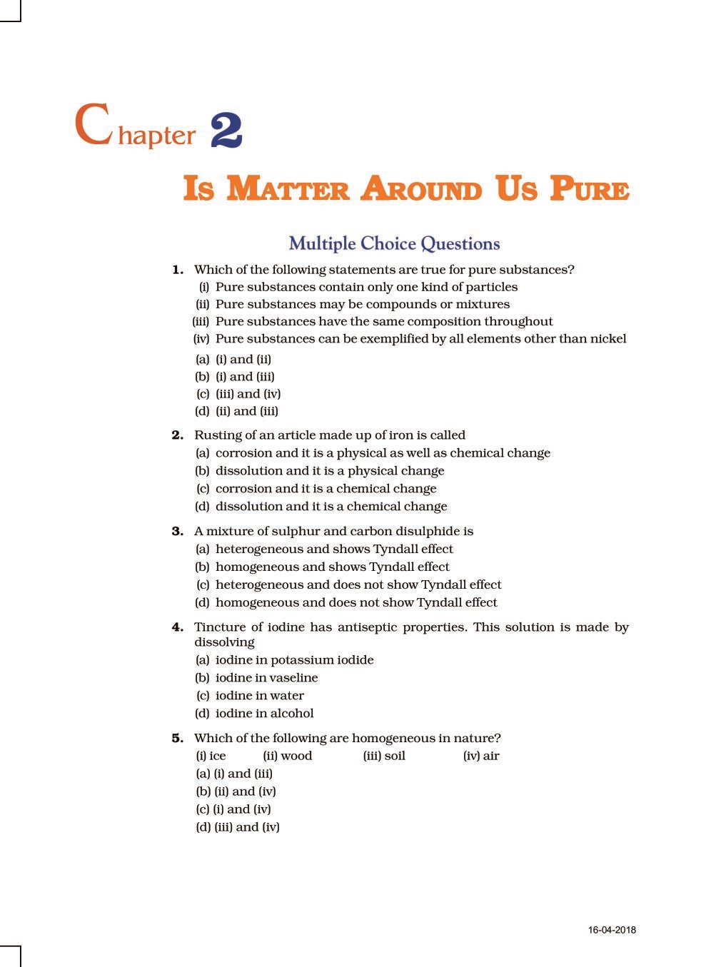 NCERT Exemplar Class 09 Science Unit 2 Is Matter Around Us Pure - Page 1