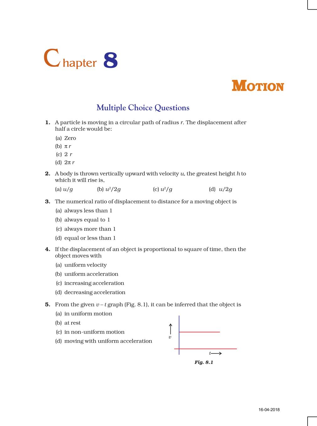 NCERT Exemplar Class 09 Science Unit 8 Motion - Page 1