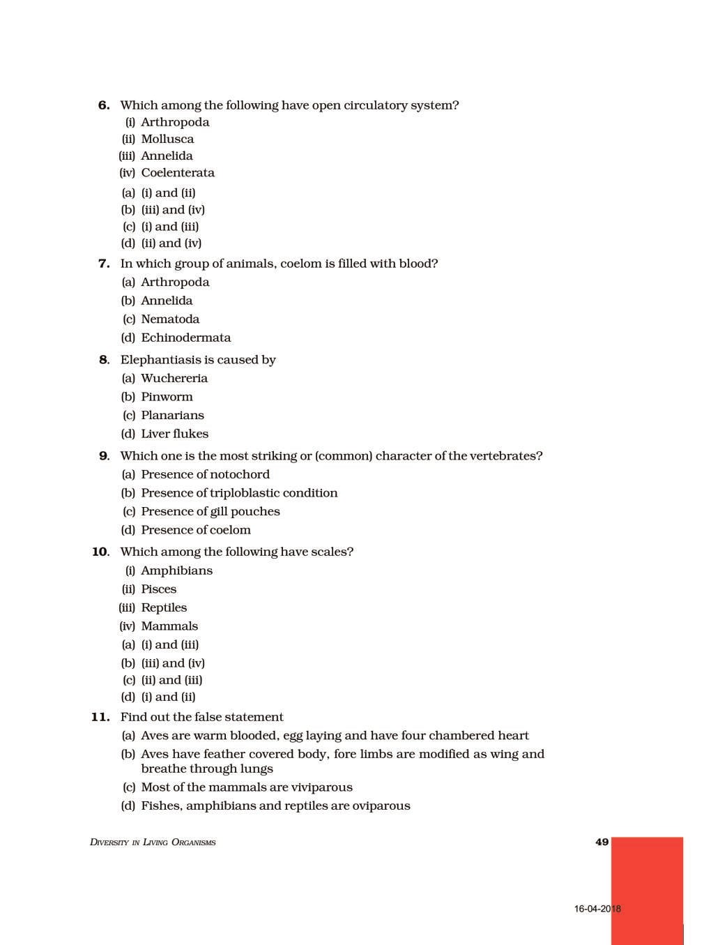 NCERT Exemplar Class 9 Science Unit 7 Diversity In Living Organisms