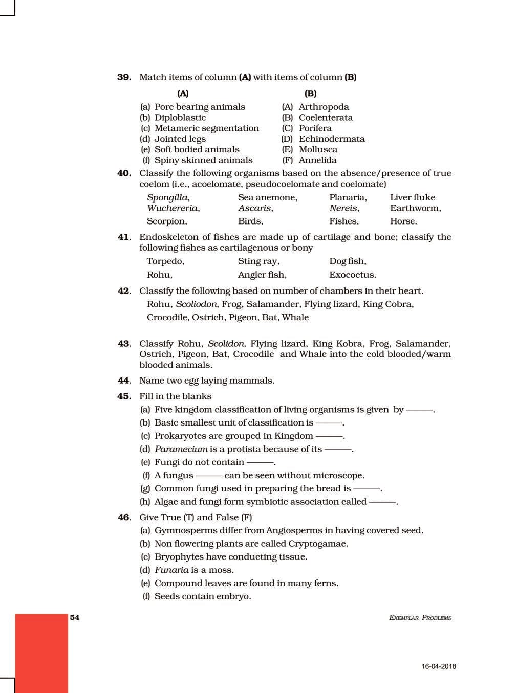 NCERT Exemplar Class 9 Science Unit 7 Diversity In Living Organisms