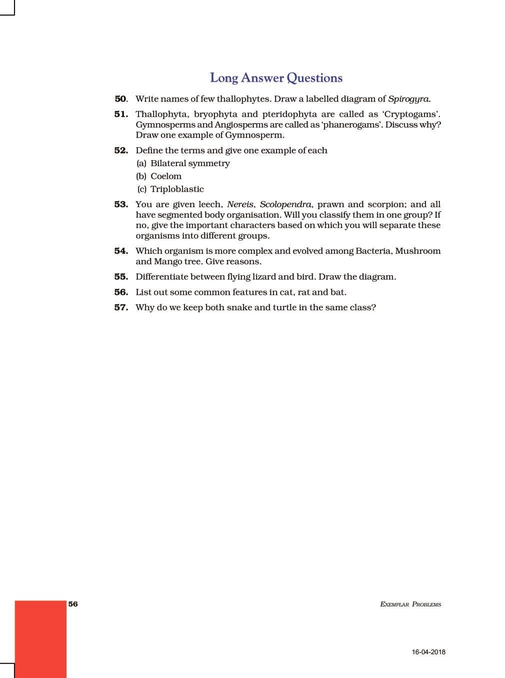 NCERT Exemplar Class 9 Science Unit 7 Diversity In Living Organisms