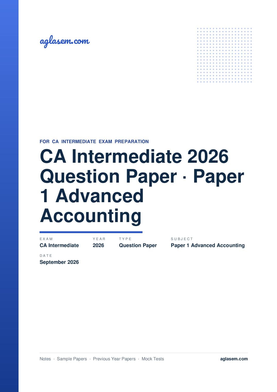 CA Intermediate September 2026 Question Paper Paper 1 Advanced Accounting - Page 1 of 33