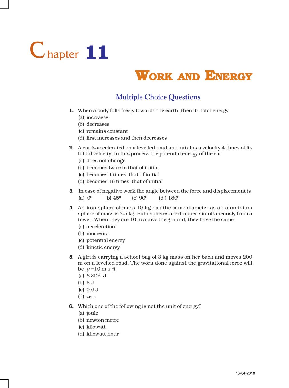 NCERT Exemplar Class 09 Science Unit 11 Work Energy - Page 1