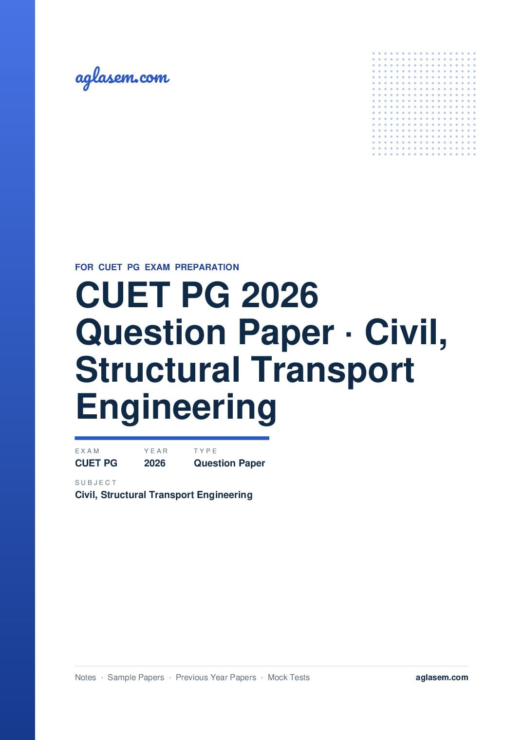 CUET PG 2026 Question Paper Civil, Structural and Transport Engineering - Page 1 of 41