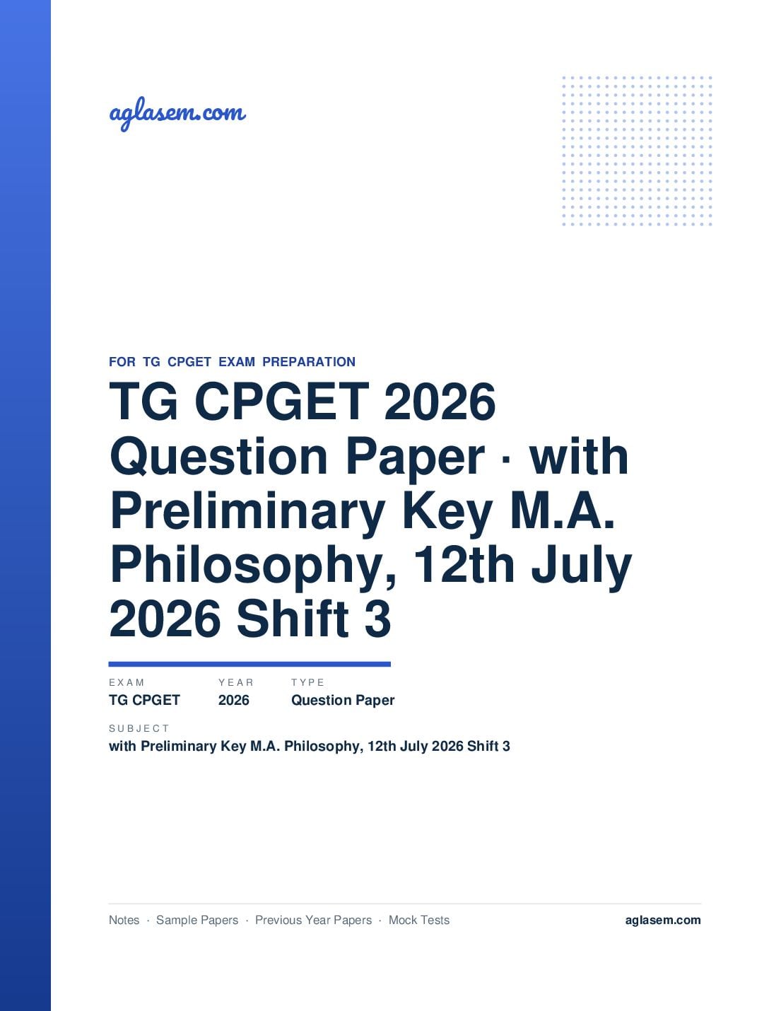 TG CPGET 2026 Question Paper with Preliminary Key M.A. Philosophy, 12th July 2026 Shift 3 - Page 1 of 49