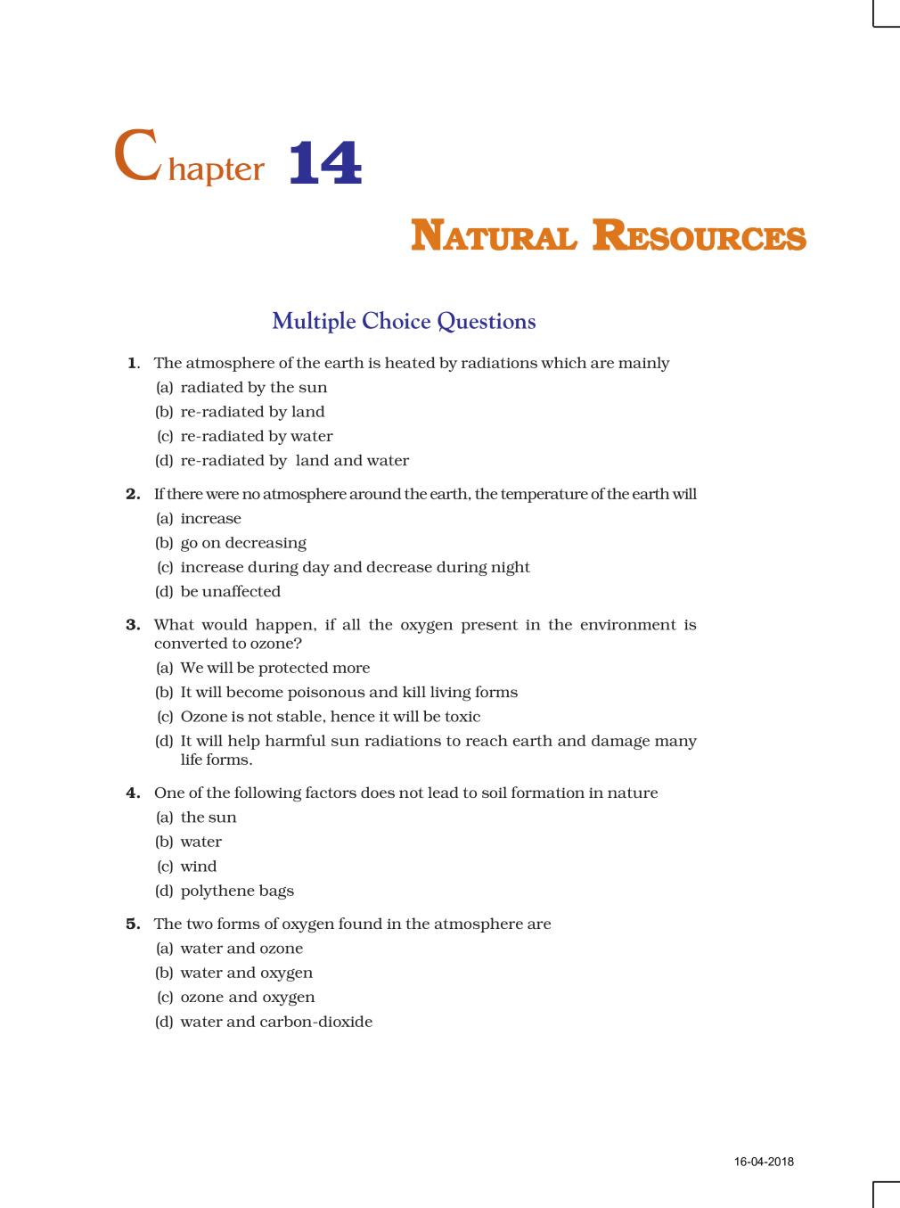 NCERT Exemplar Class 09 Science Unit 14 Natural Resources - Page 1