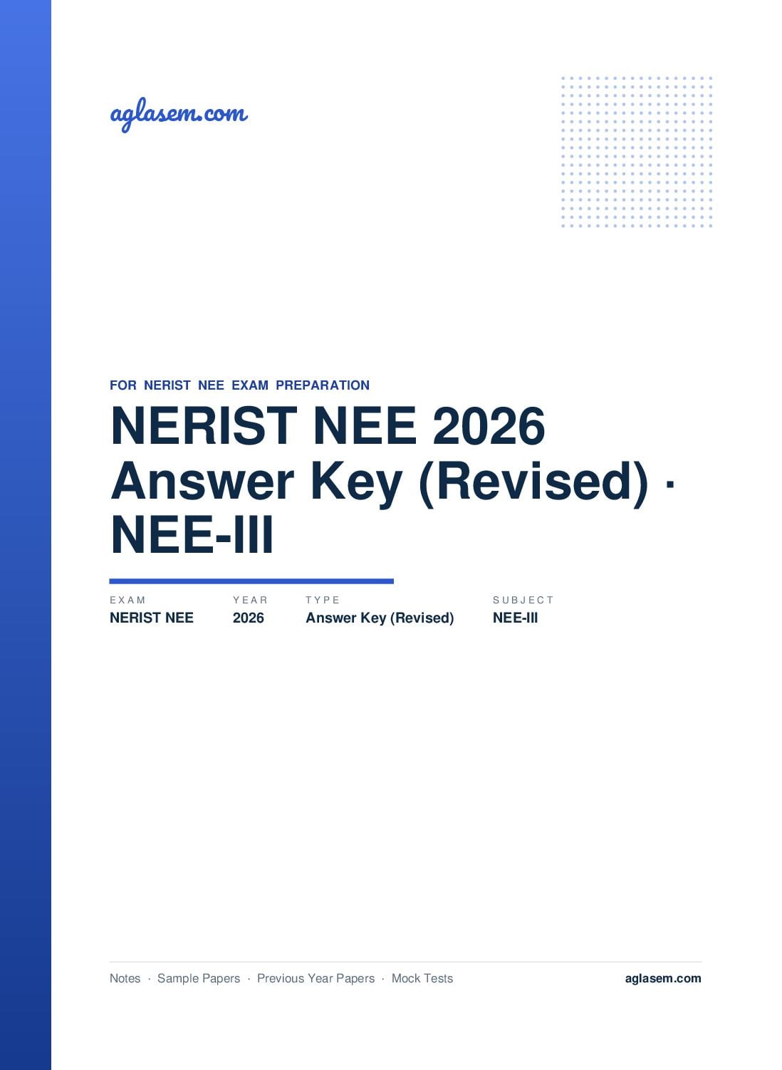 NERIST NEE 2026 Answer Key (Revised) NEE-III - Page 1 of 4