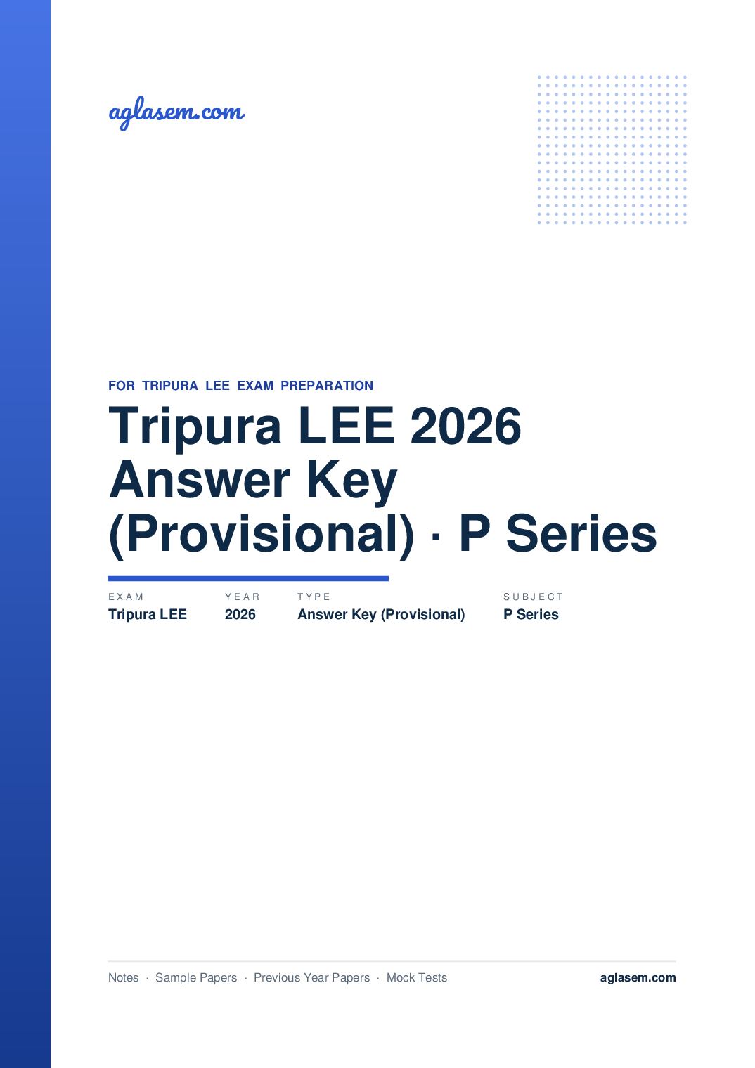 Tripura LEE 2026 Answer Key (Provisional) P Series - Page 1 of 2