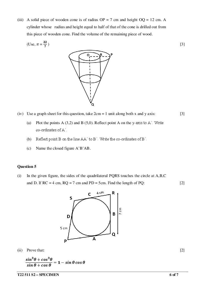 ICSE Class 10 Mathematics Sample Paper 2022