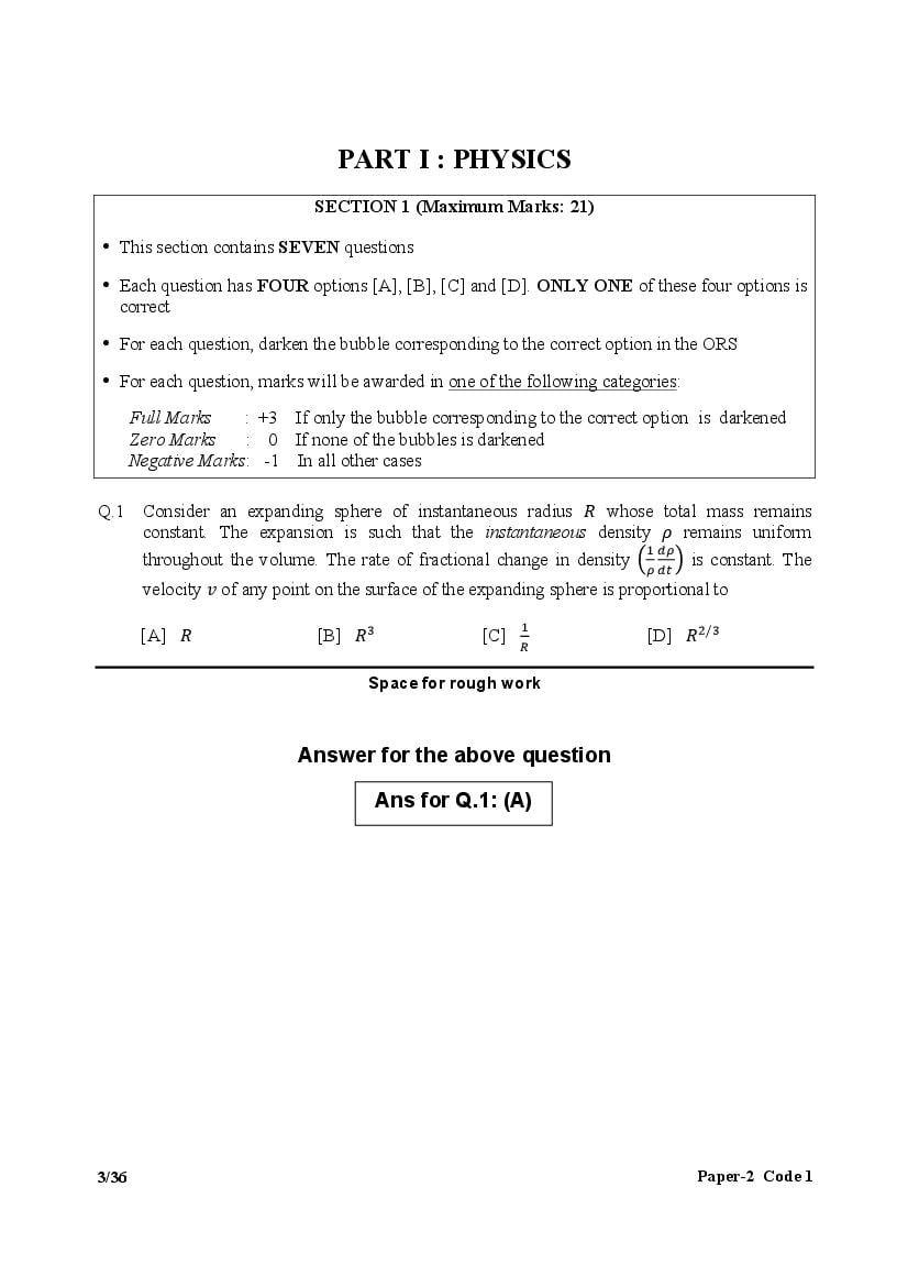 JEE Advanced 2017 Question Paper 2 with Answer Key - Page 1