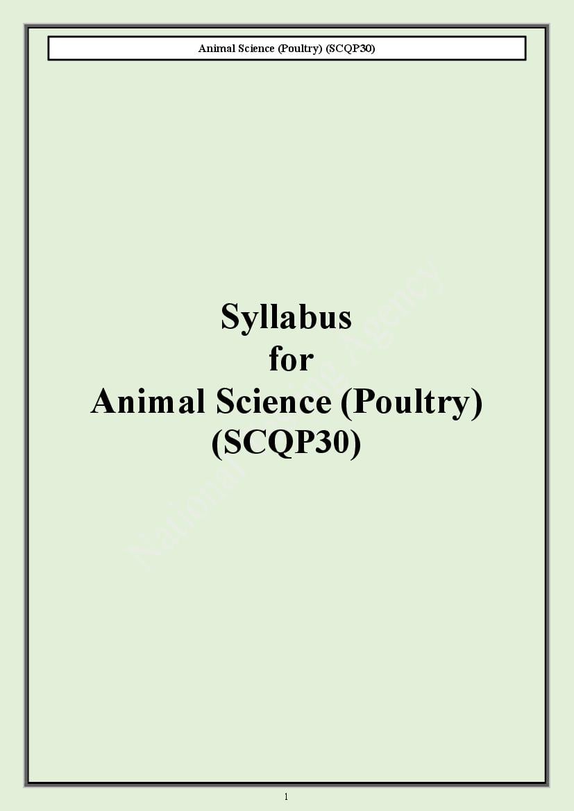 CUET PG 2024 Syllabus Animal Science Poultry - Page 1