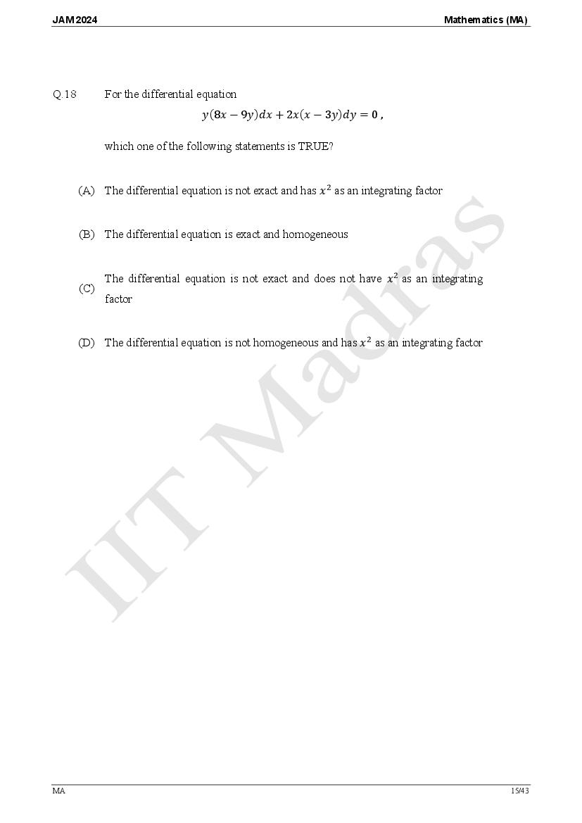 IIT JAM 2024 Question Paper with Answer Key Download PDFs AglaSem