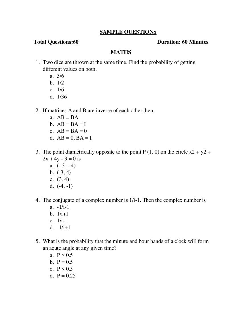 HITSEEE 2022 Model Questions - Page 1