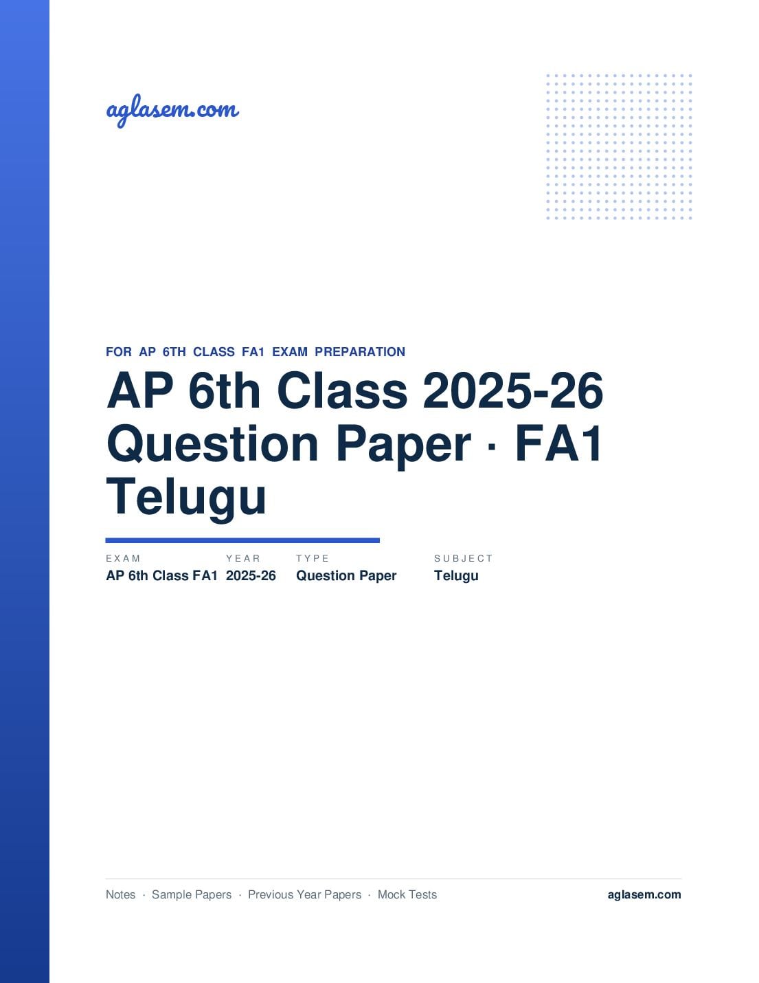 AP 6th Class Question Paper 2025-26 FA1 Telugu - Page 1 of 7